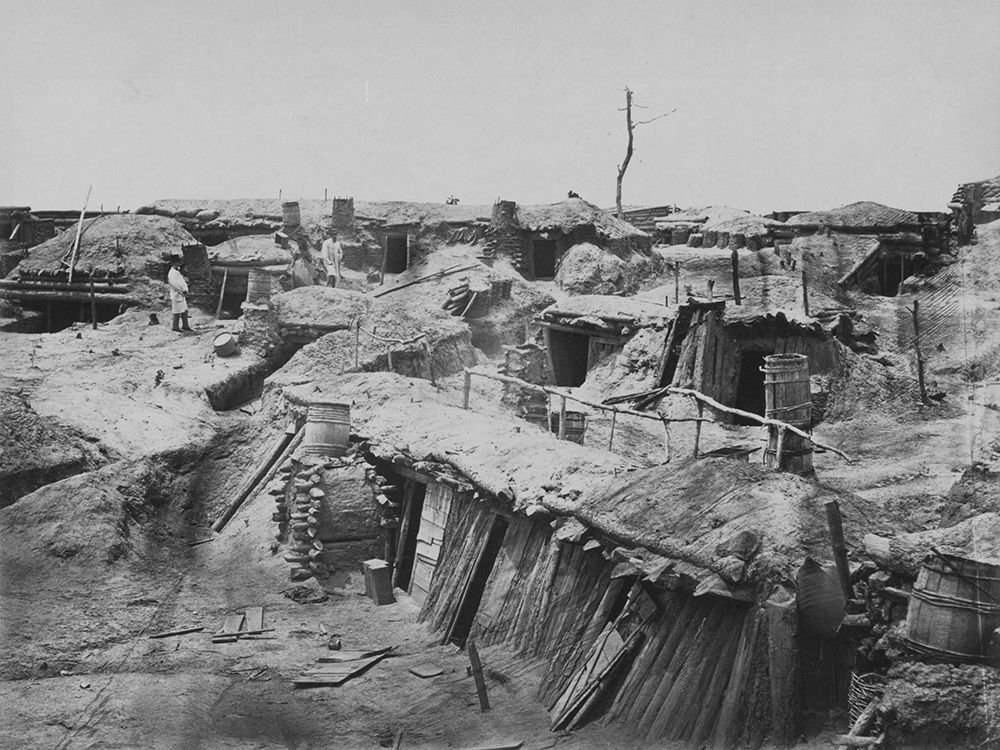 Quarters of men in Fort Sedgwick Generally known as Fort Hell art print by Timothy H OSullivan for $57.95 CAD