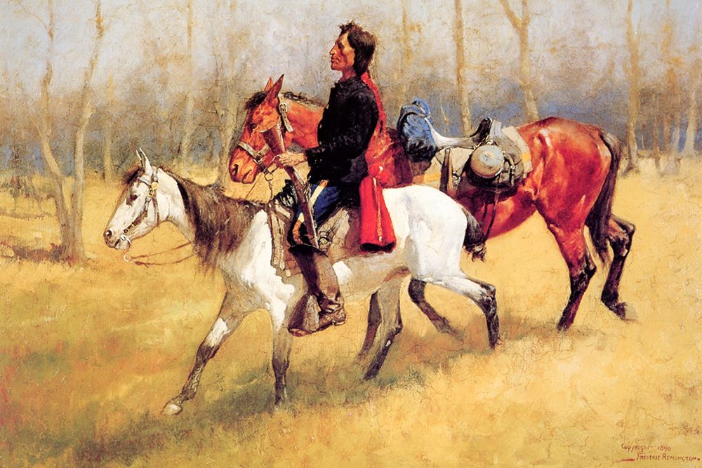 Indian Scout with Lost Troop Horse art print by Frederic Remington for $57.95 CAD
