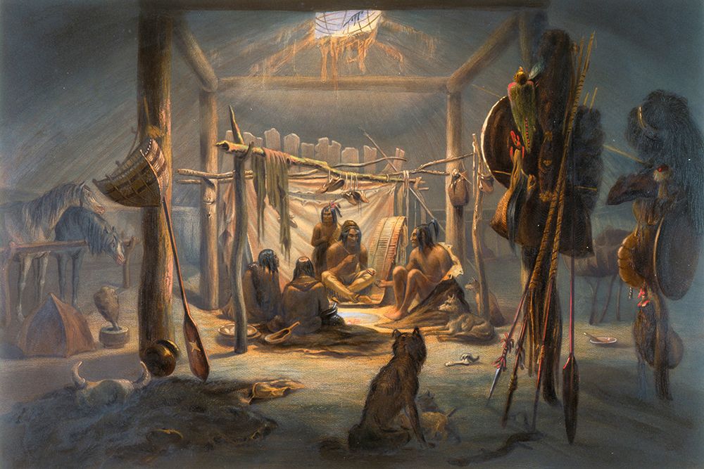 The Interior of the Hut of a Mandan Chief art print by Karl Bodmer for $57.95 CAD