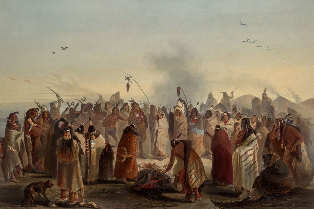 Scalp dance of the Minatarres Indians art print by Karl Bodmer for $57.95 CAD