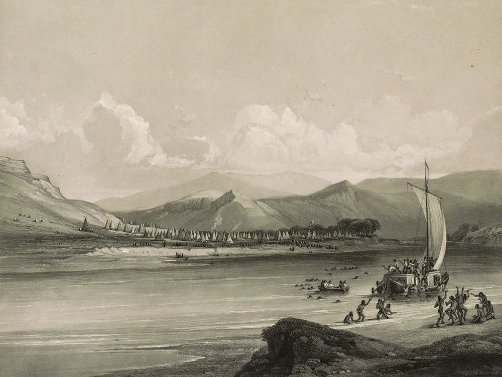 Camp of the Gros Ventres of the prairies art print by Karl Bodmer for $57.95 CAD