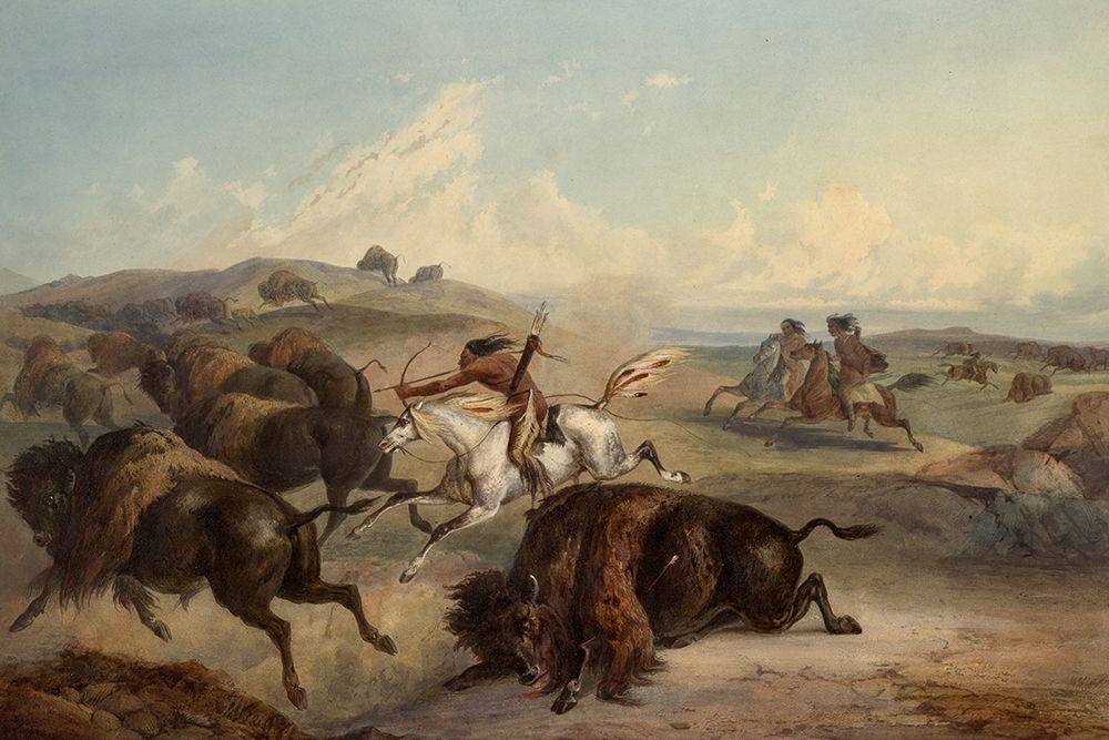 Indians hunting the bison art print by Karl Bodmer for $57.95 CAD