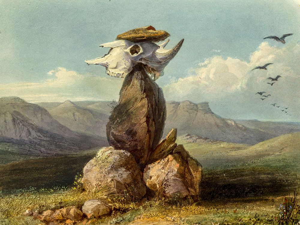 Magic pile erected by the Assiniboin indians art print by Karl Bodmer for $57.95 CAD
