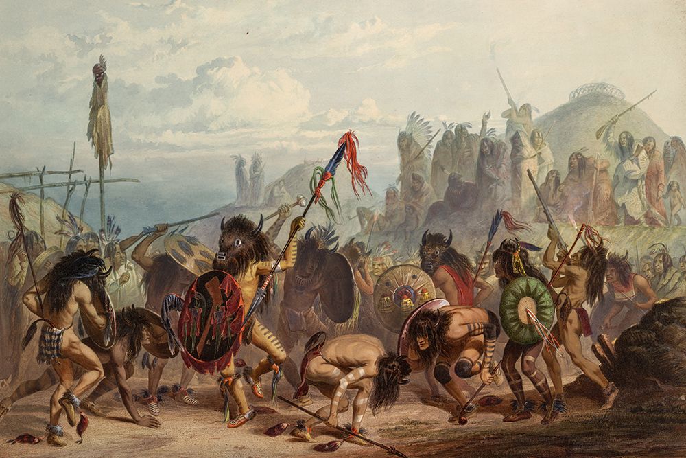 Bison dance of the Mandan indians art print by Karl Bodmer for $57.95 CAD