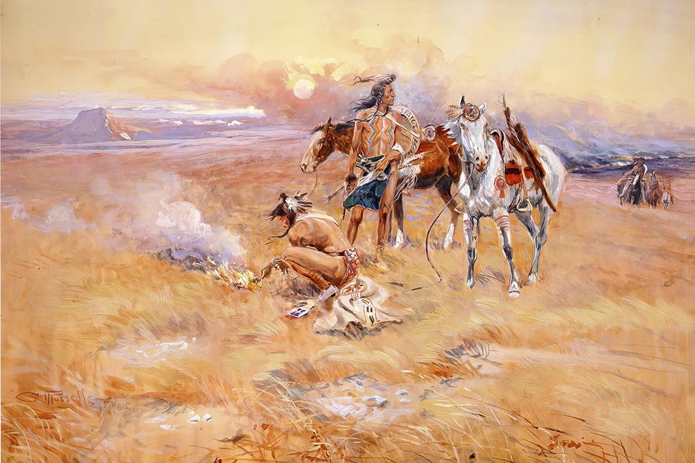 Blackfeet Burning Crow Buffalo Range art print by Charles Marion Russell for $57.95 CAD