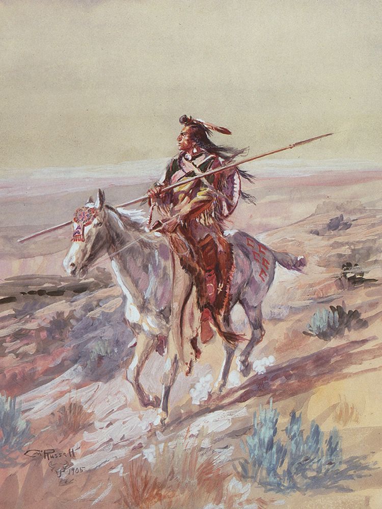 Indian with Spear art print by Charles Marion Russell for $57.95 CAD