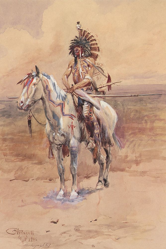 Mandan Warrior art print by Charles Marion Russell for $57.95 CAD