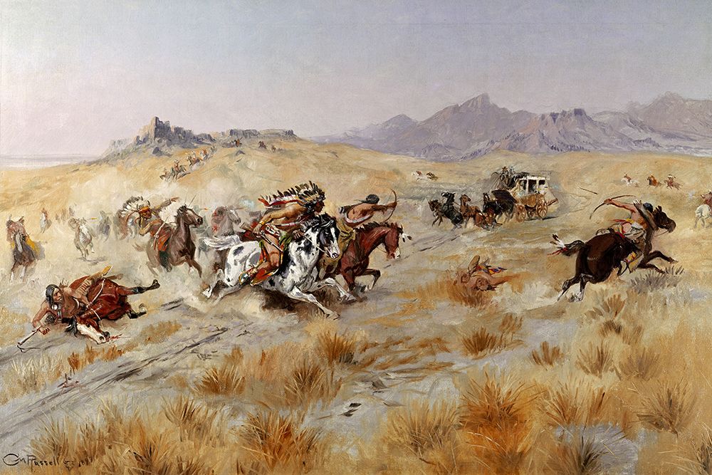 Stagecoach Attack art print by Charles Marion Russell for $57.95 CAD