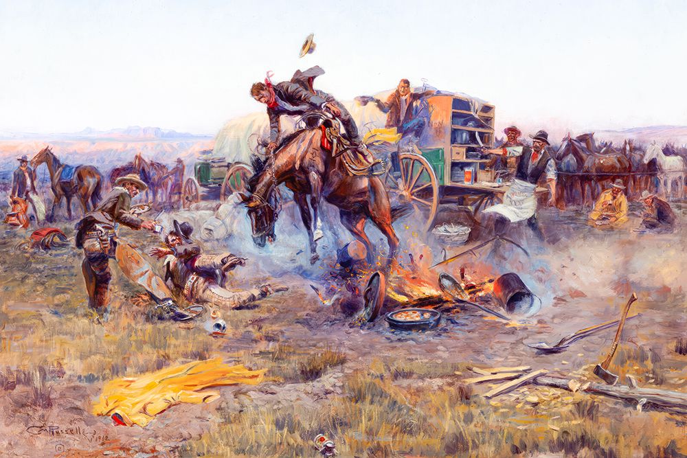The Camp Cooks Troubles art print by Charles Marion Russell for $57.95 CAD