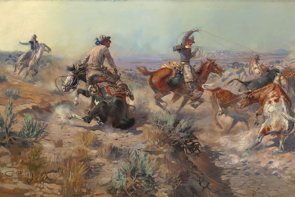Jerked Down art print by Charles Marion Russell for $57.95 CAD