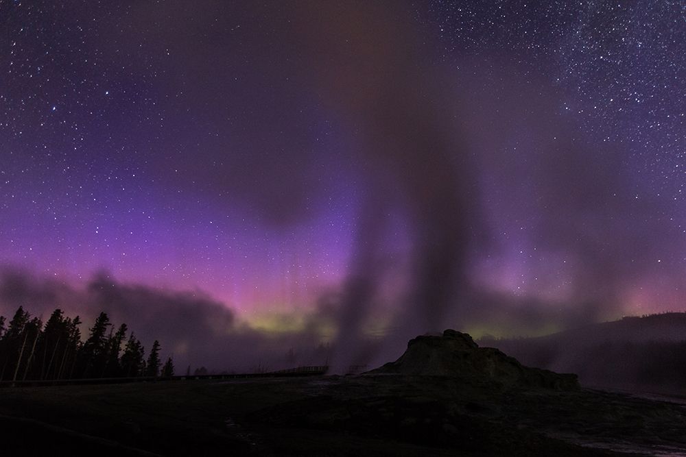 Aurora borealis I, Upper Geyser Basin, Yellowstone National Park art print by The Yellowstone Collection for $57.95 CAD