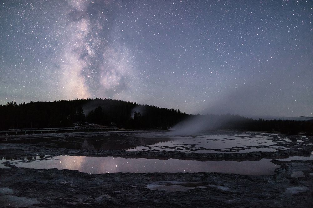 Milky Way reflecting at Great Fountain Geyser, Yellowstone National Park art print by Jacob W. Frank for $57.95 CAD
