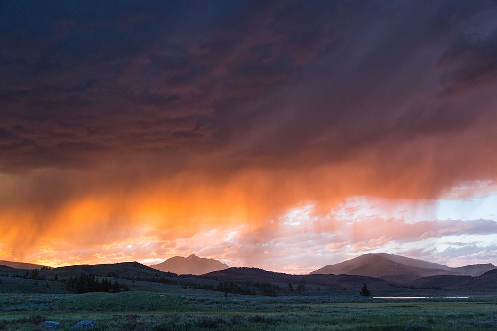 Thunderstorm at Sunset, Swan Lake Flat, Yellowstone National Park art print by The Yellowstone Collection for $57.95 CAD