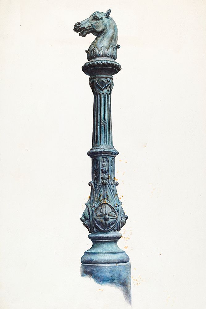 Horse Head Hitching Post 1937 art print by Elizabeth Fairchild for $57.95 CAD