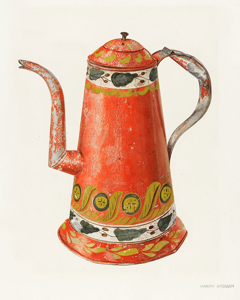 Toleware Tin Coffee Pot 1938 art print by Harry Grossen for $57.95 CAD