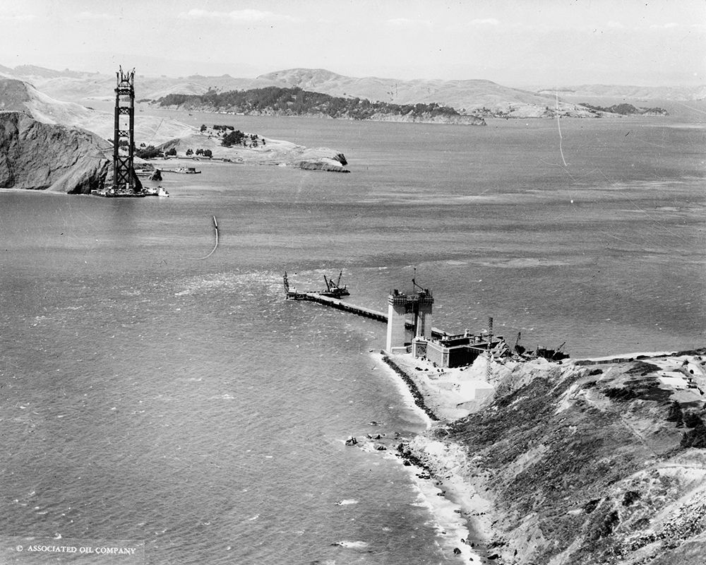 Construction of the Golden gate Bridge 1934 art print by Vintage Photography for $57.95 CAD