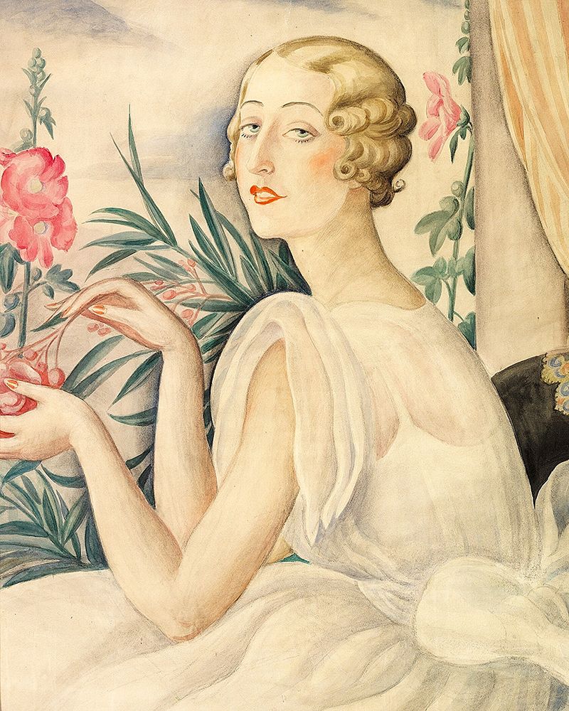 A woman in white sitting by a window art print by Gerda Wegener for $57.95 CAD