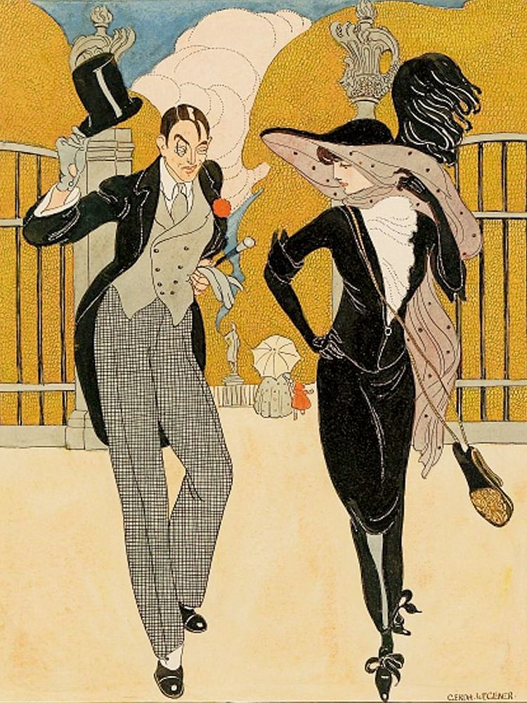 An elegant couple art print by Gerda Wegener for $57.95 CAD