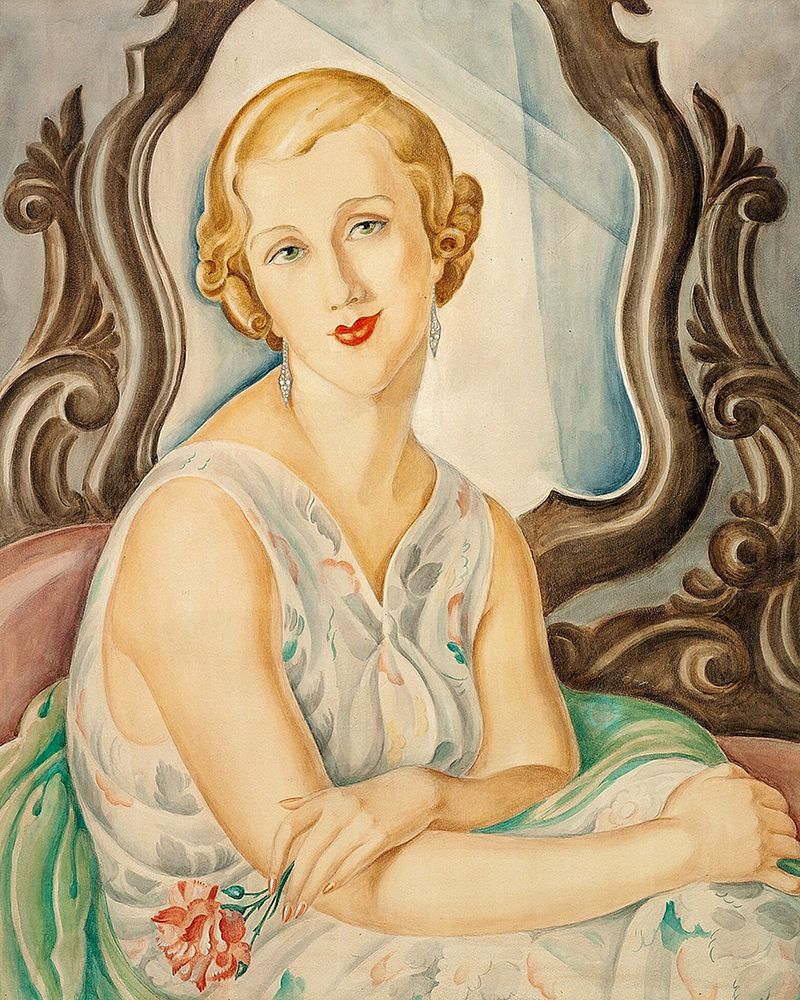 Lady in front of a mirror art print by Gerda Wegener for $57.95 CAD