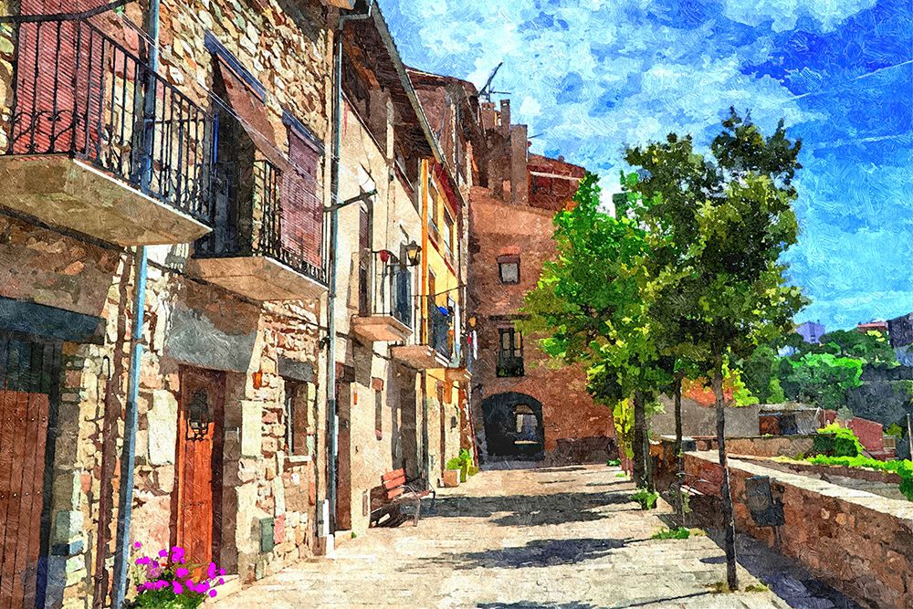 Colorful Village Street art print by Alpenglow Workshop for $57.95 CAD