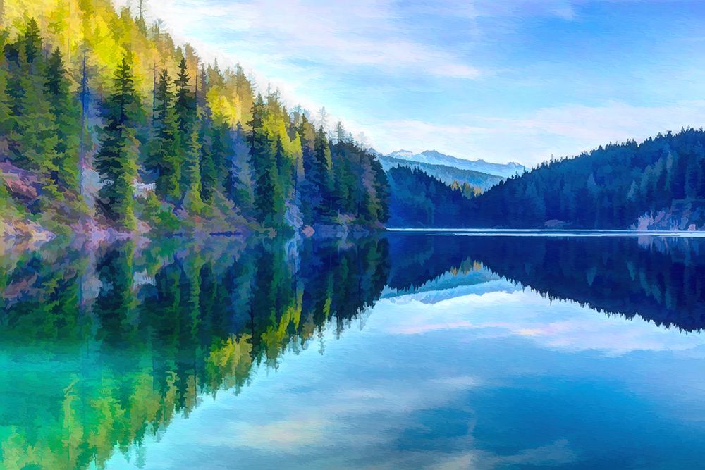Mountain Lakeshore art print by Alpenglow Workshop for $57.95 CAD
