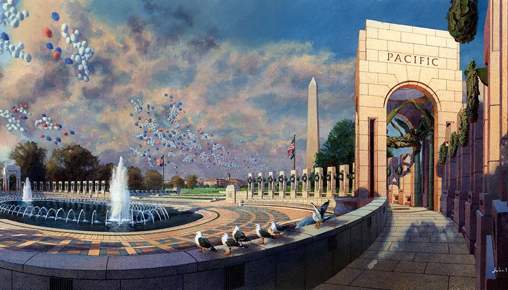 Washington Chronicle WWII Memorial art print by John Z. Wang for $57.95 CAD