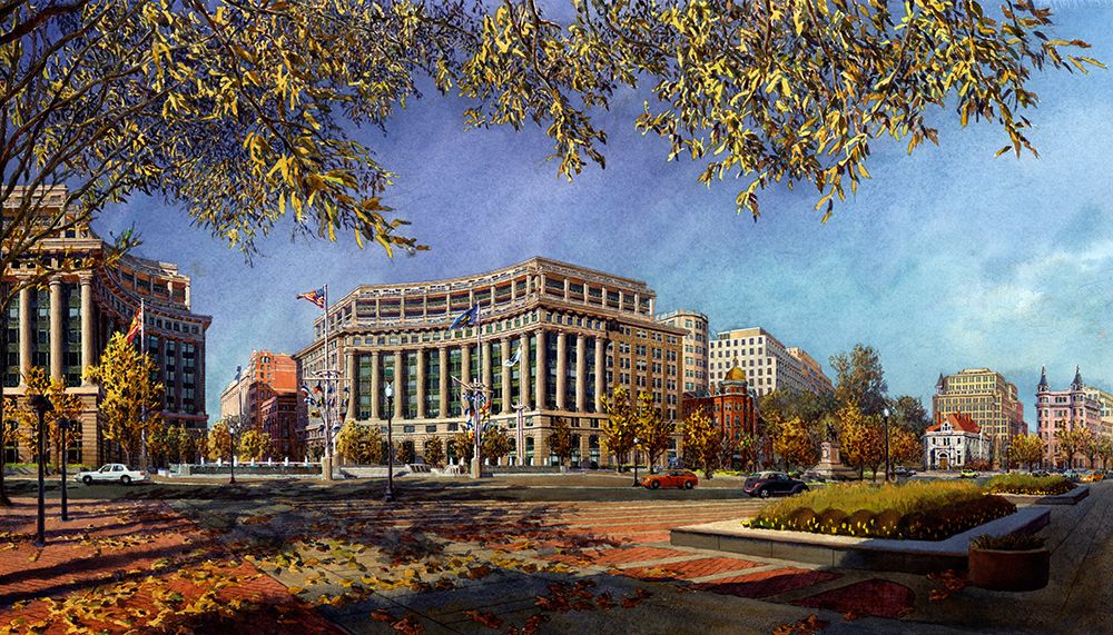 Washington Chronicle Pennsylvania Avenue art print by John Z. Wang for $57.95 CAD