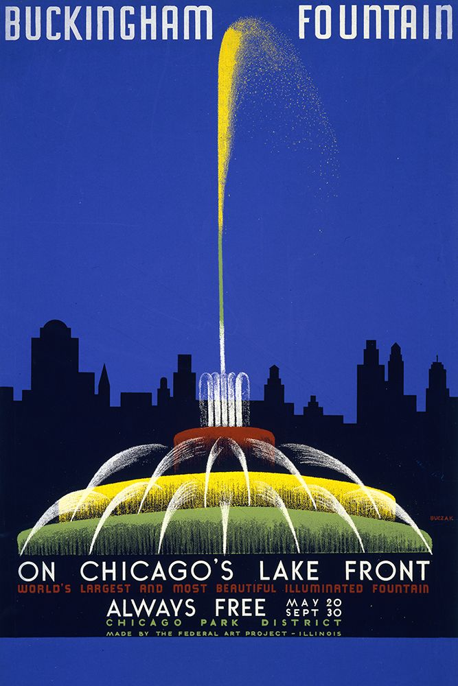 Buckingham Fountain-Chicago Travel Poster art print by Vintage Travel Posters for $57.95 CAD