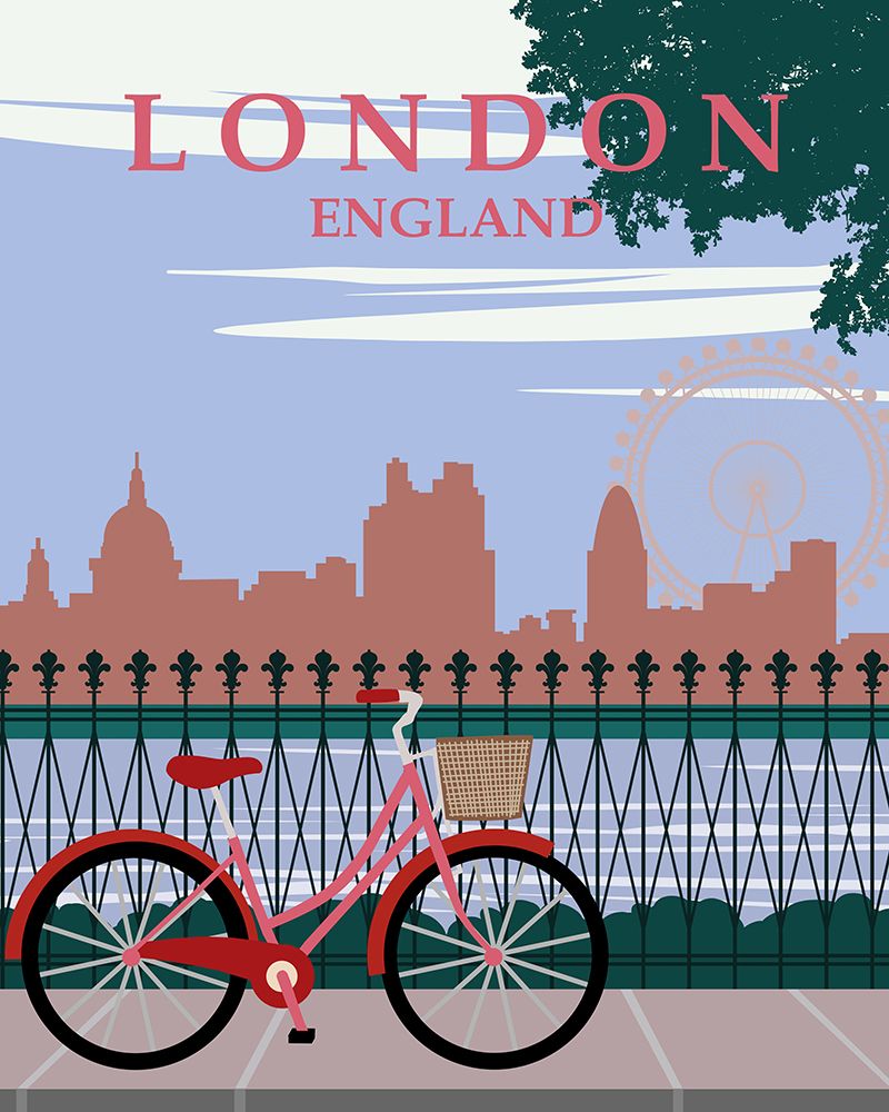 London Red Bike Travel Poster art print by Vintage Travel Posters for $57.95 CAD