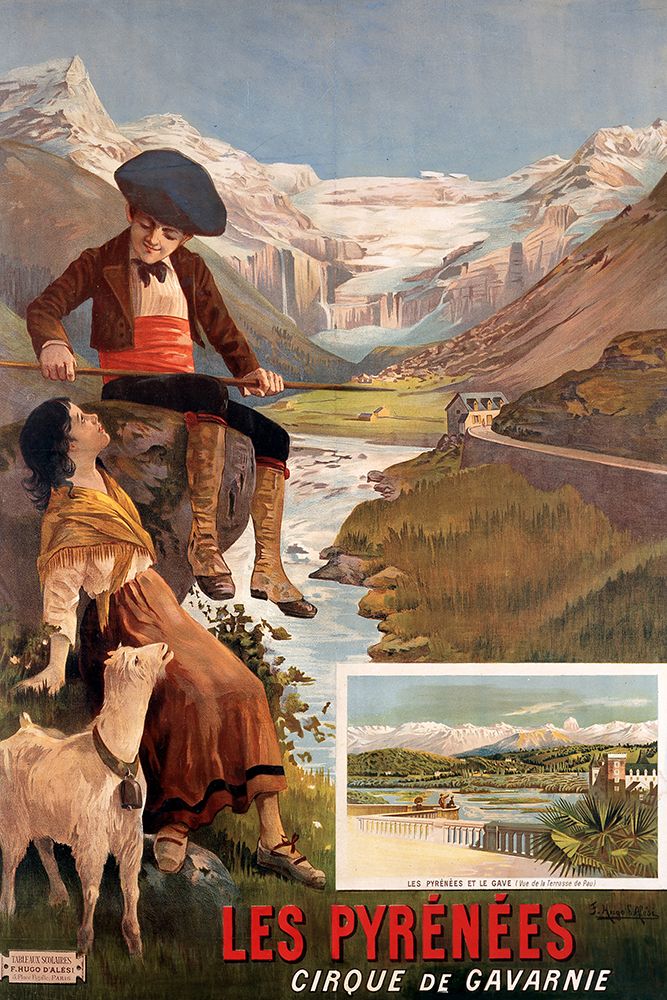 Pyrenees Travel Poster Vintage art print by Vintage Travel Posters for $57.95 CAD