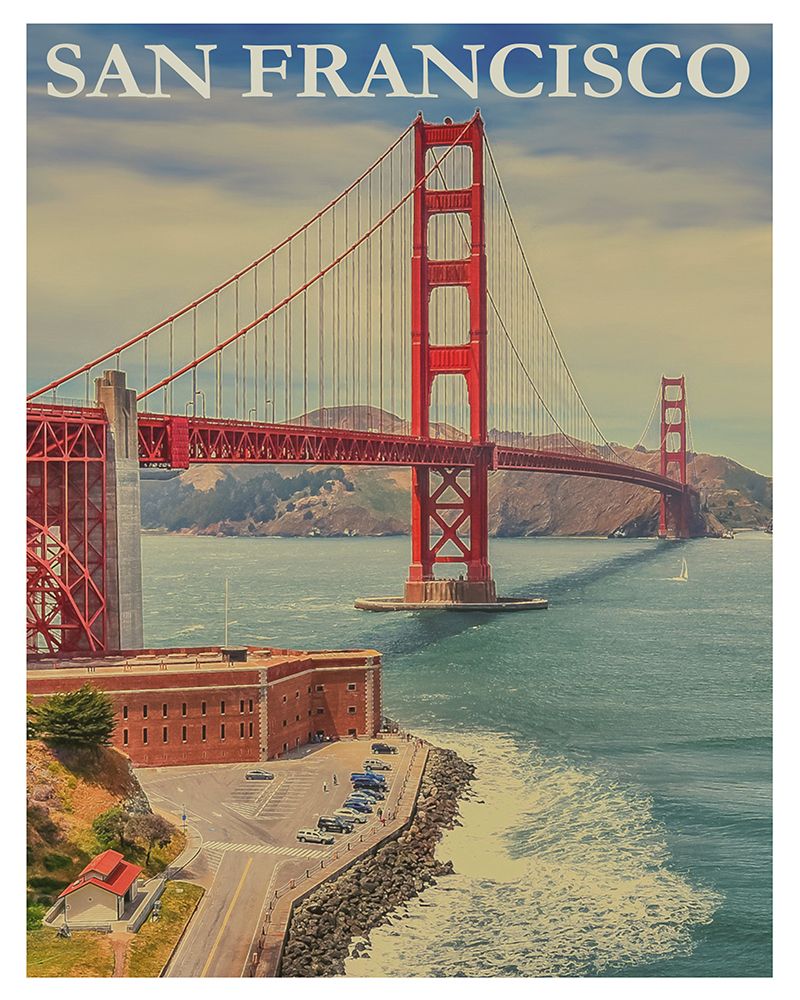 Golden Gate Bridge San Francisco Travel Poster art print by Vintage Travel Posters for $57.95 CAD