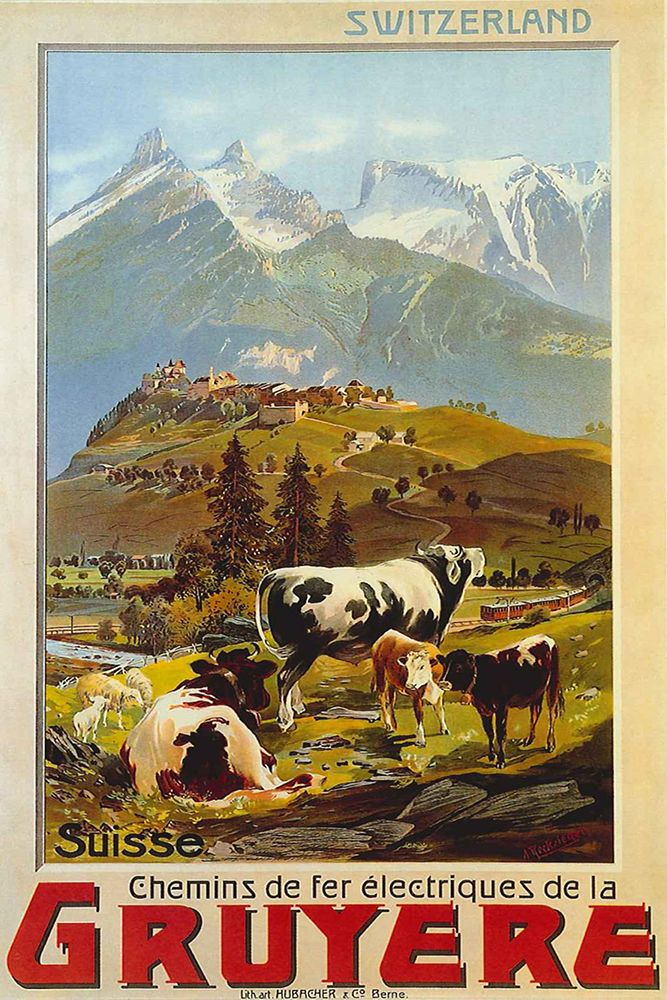 Switzerland Travel Poster Gruyere art print by Vintage Travel Posters for $57.95 CAD
