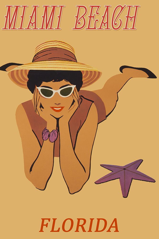 Miami Beach Vintage travel poster art print by Vintage Travel Posters for $57.95 CAD