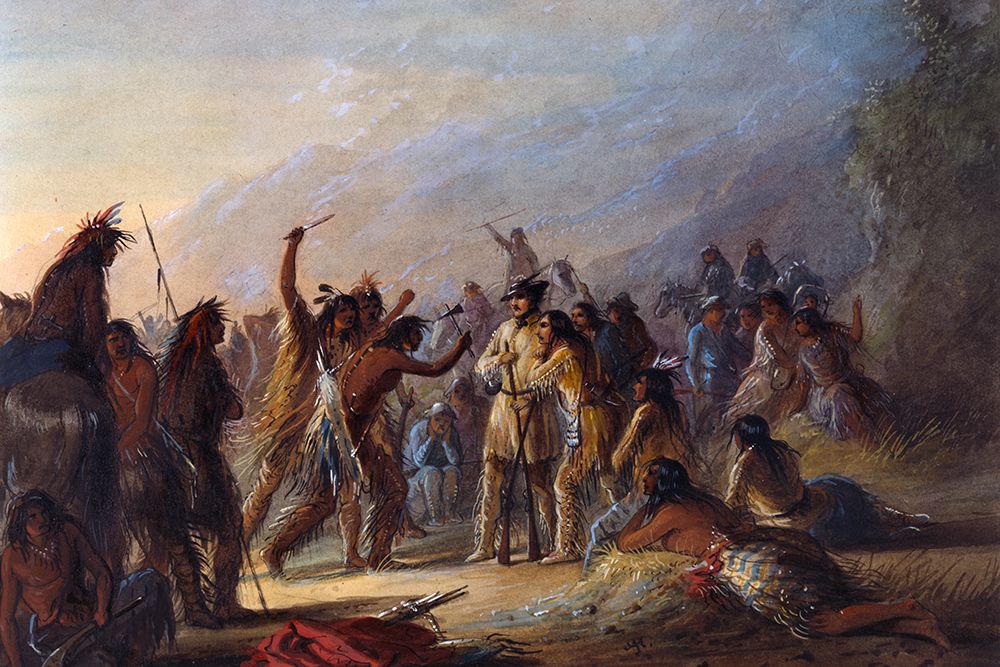 Attack by Crow Indians art print by Alfred Jacob Miller for $57.95 CAD