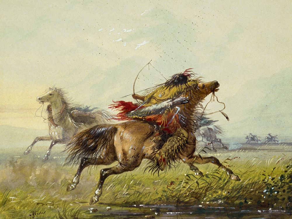 Dodging an Arrow art print by Alfred Jacob Miller for $57.95 CAD