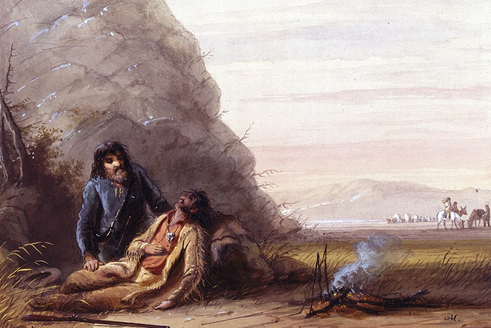 Free Trappers in Trouble art print by Alfred Jacob Miller for $57.95 CAD