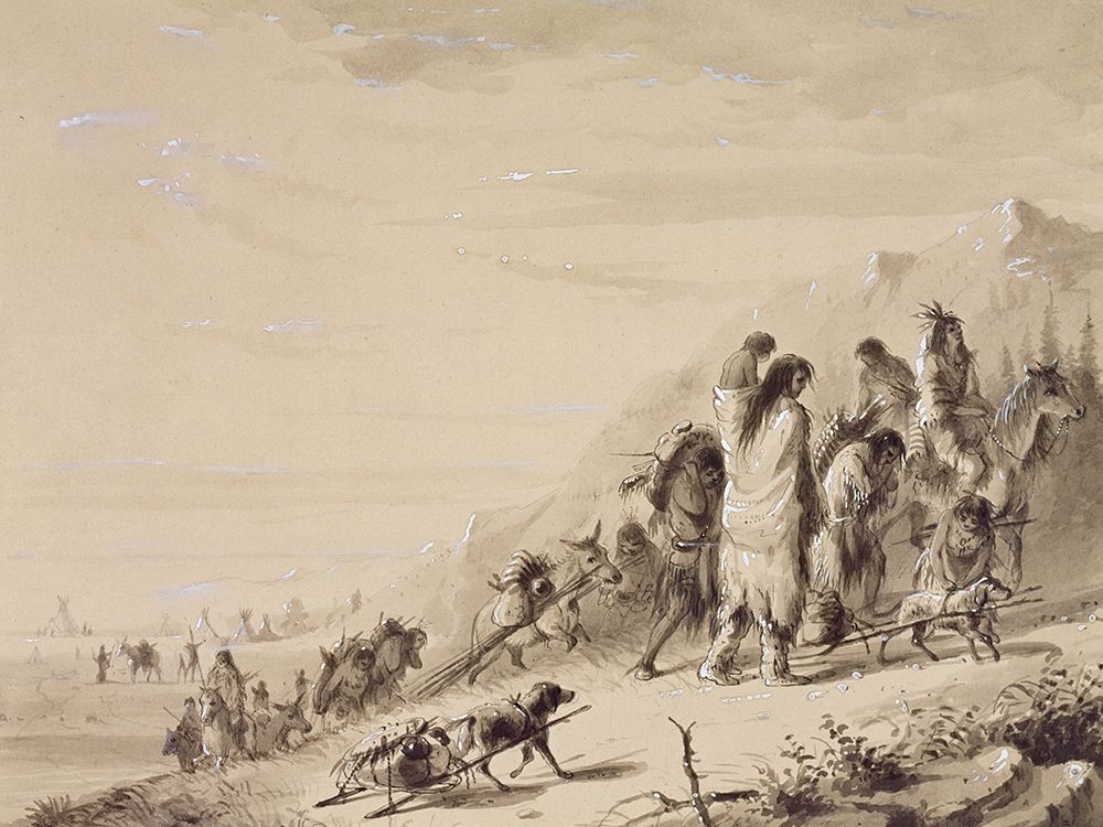 Pawnee Indians Migrating art print by Alfred Jacob Miller for $57.95 CAD