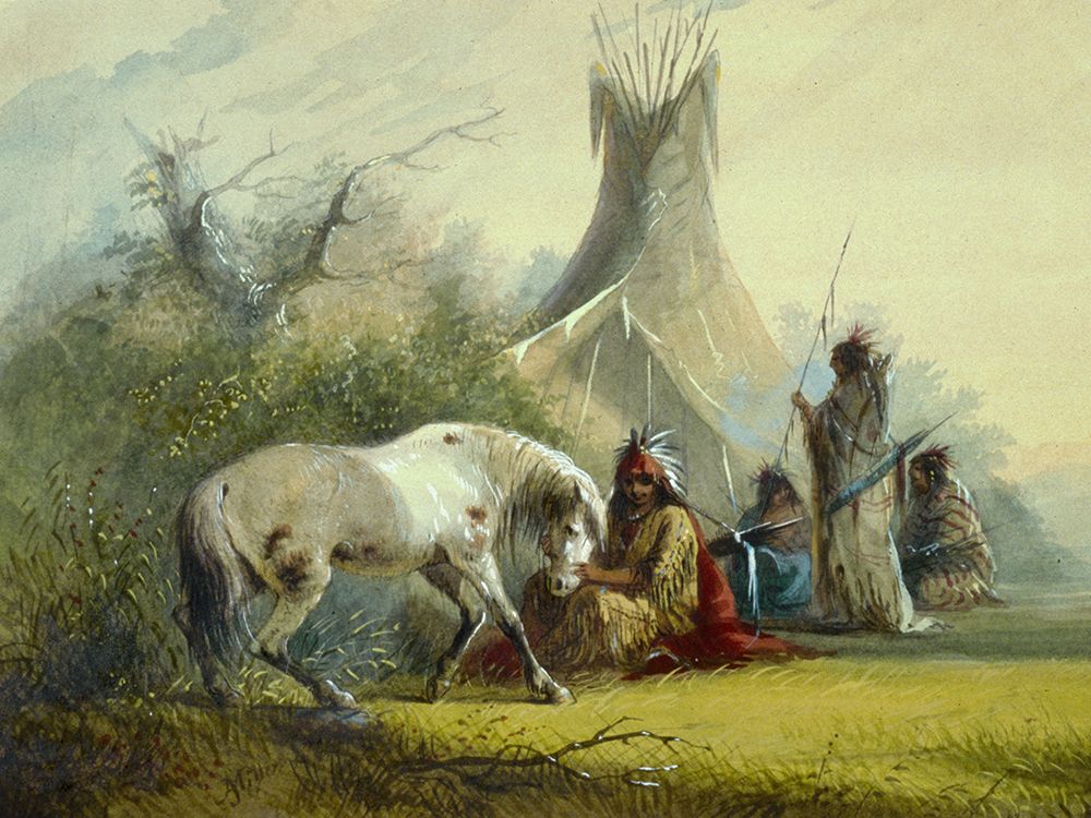Shoshone Indian and his Pet Horse art print by Alfred Jacob Miller for $57.95 CAD