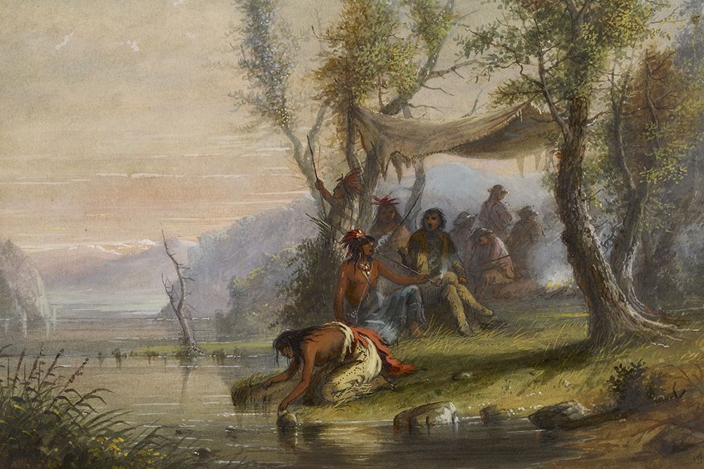 Visit to an Indian Camp art print by Alfred Jacob Miller for $57.95 CAD