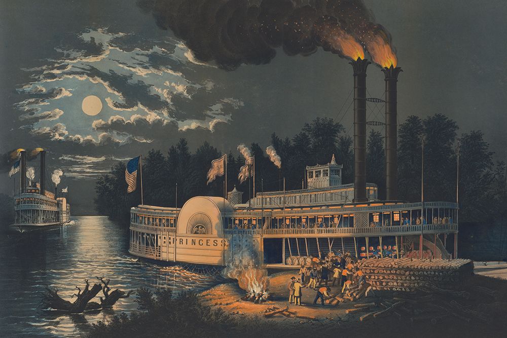 Wooding Up on the Mississippi, 1863 art print by Frances Flora Bond Palmer for $57.95 CAD