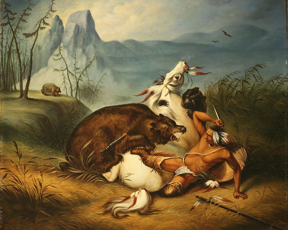 Indian Bear Fight art print by John A. Woodside for $57.95 CAD