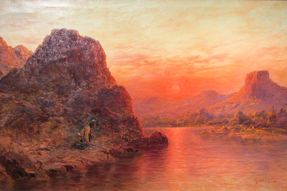 Indian Hunter at Sunset art print by Henry Raschen for $57.95 CAD