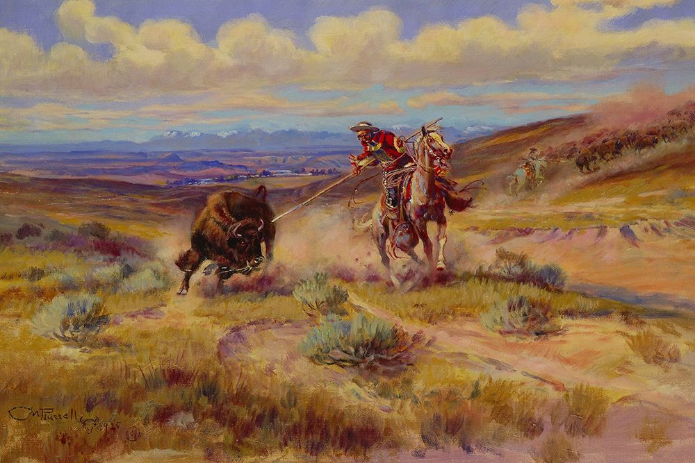 Spearing a Buffalo art print by Charles Marion Russell for $57.95 CAD