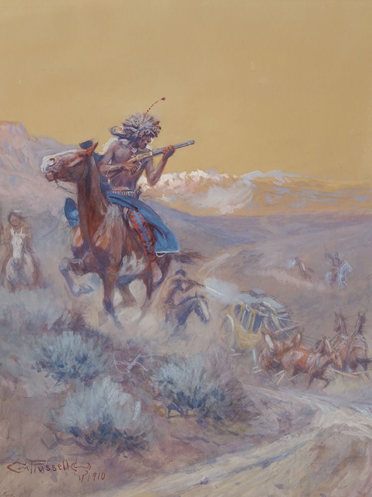 The Stage Ahead of us Had Been Attacked by Indians and Burned art print by Charles Marion Russell for $57.95 CAD
