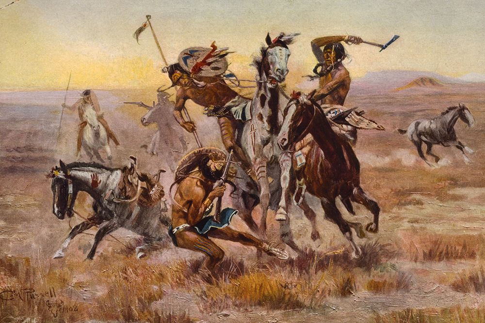 When Sioux and Blackfeet met art print by Charles Marion Russell for $57.95 CAD