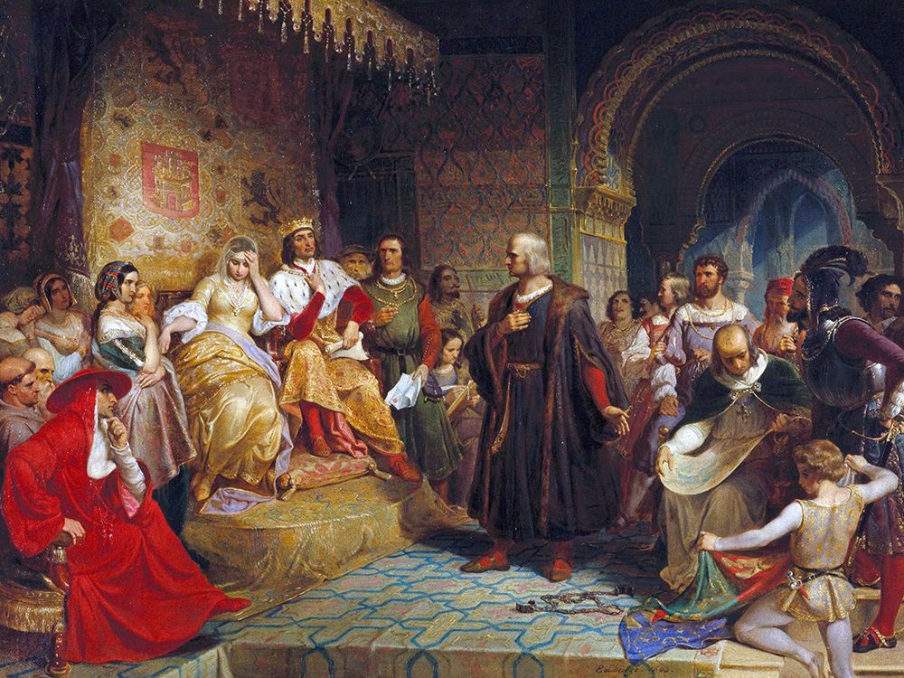 Columbus Before the Queen art print by Emanuel Gottlieb Leutze for $57.95 CAD
