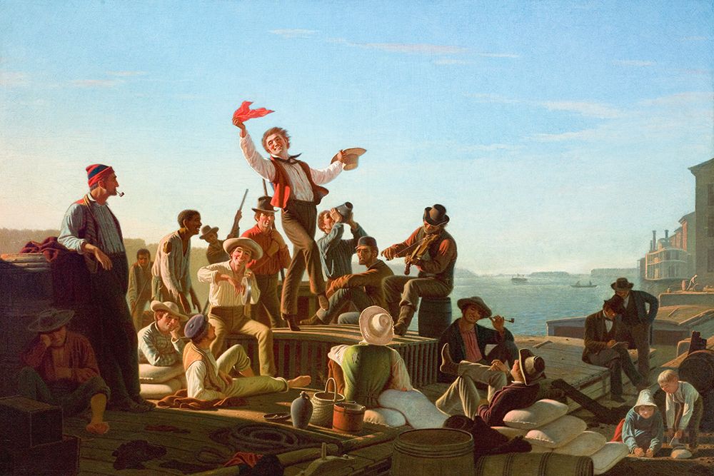 Jolly Flatboatmen in Port art print by George Caleb Bingham for $57.95 CAD