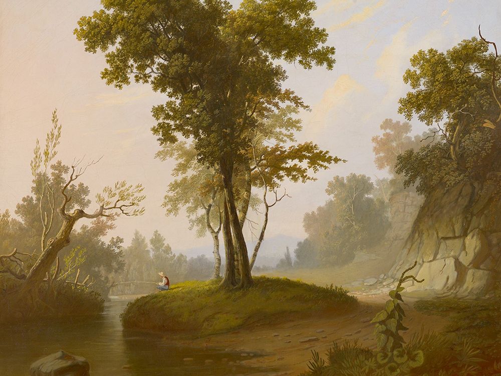 Landscape with Fisherman art print by George Caleb Bingham for $57.95 CAD