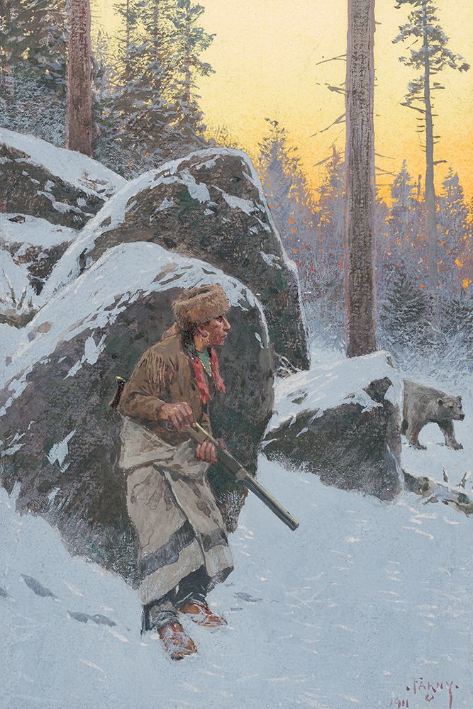 The Indian Bear Hunter art print by Henry F Farny for $57.95 CAD
