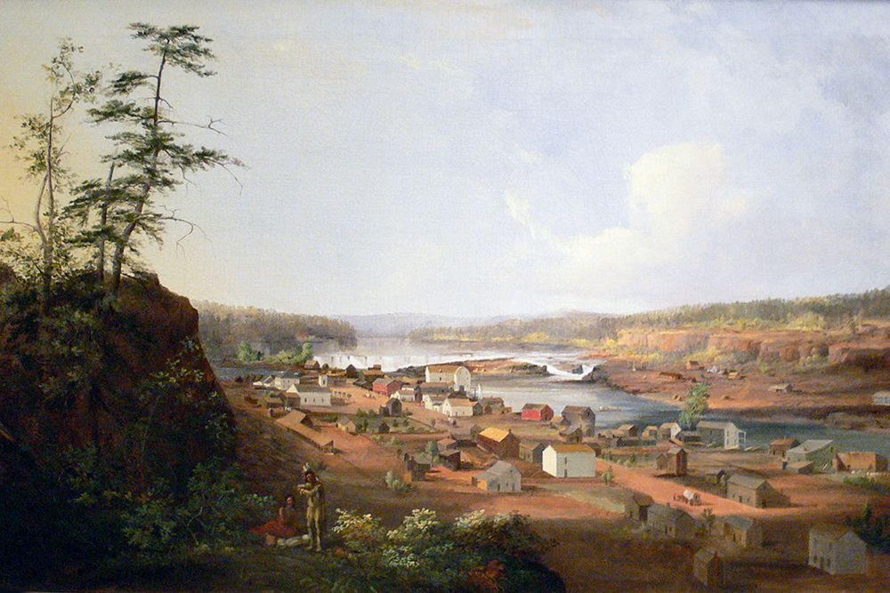 Oregon City on the Willamette River art print by John Mix Stanley for $57.95 CAD